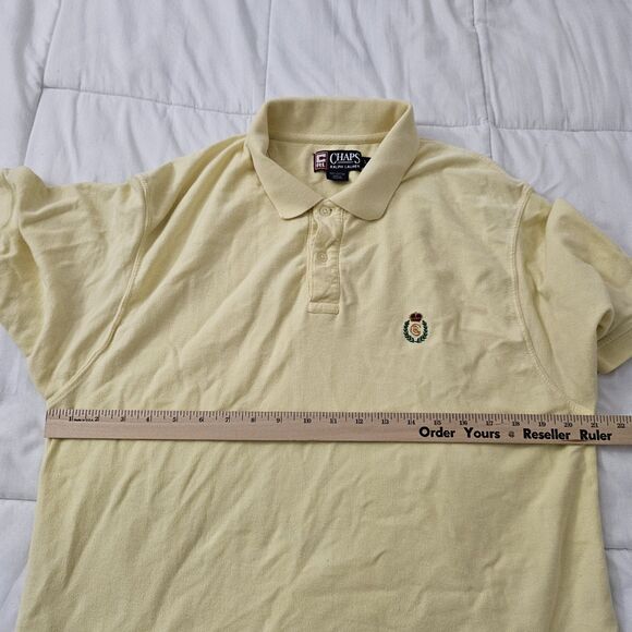 Chaps x Ralph Lauren Polo Shirt Mens Large Yellow Preppy Short Sleeve Top Cotton - Picture 6 of 8